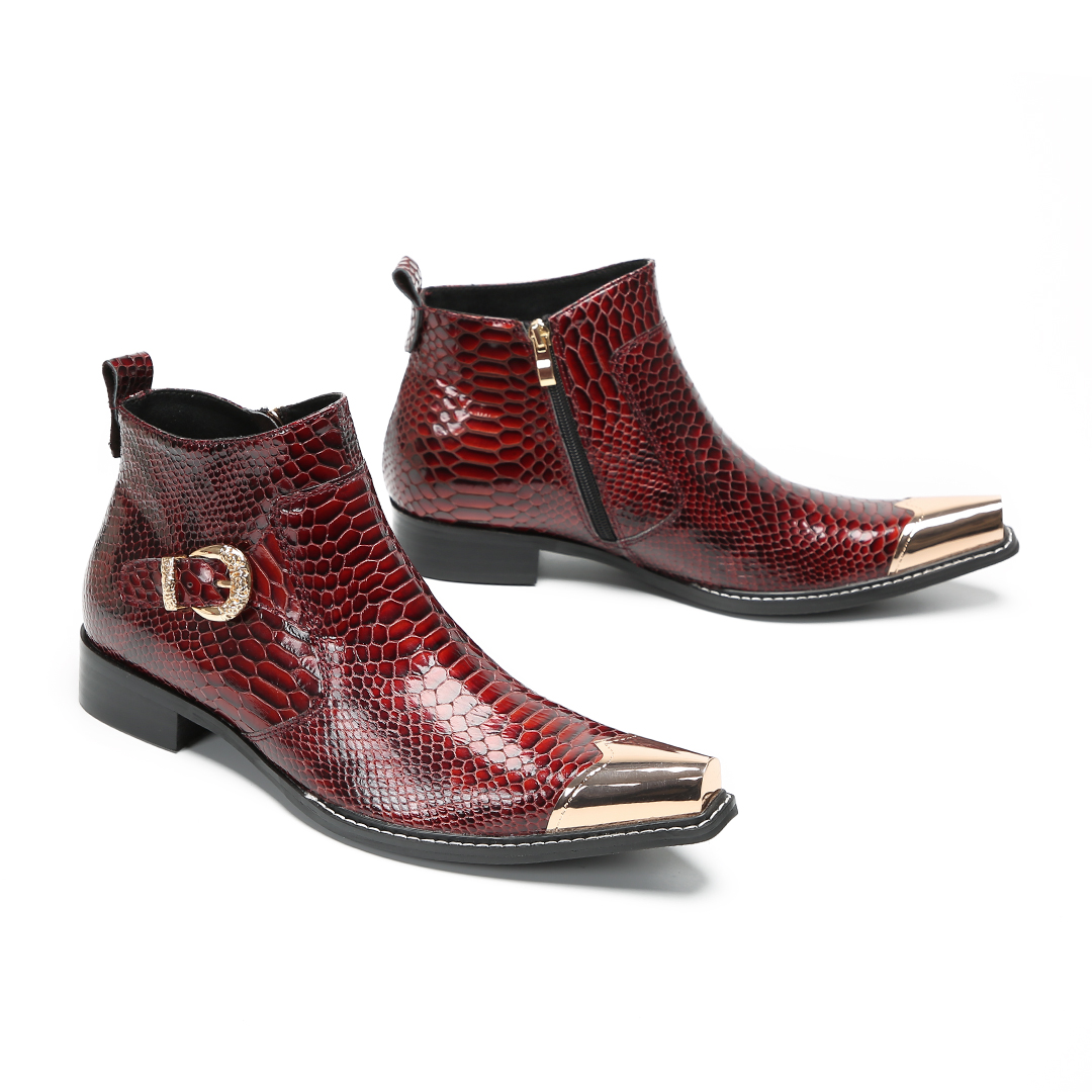 Formal Dress - Red Pointed Toe real Leather Men